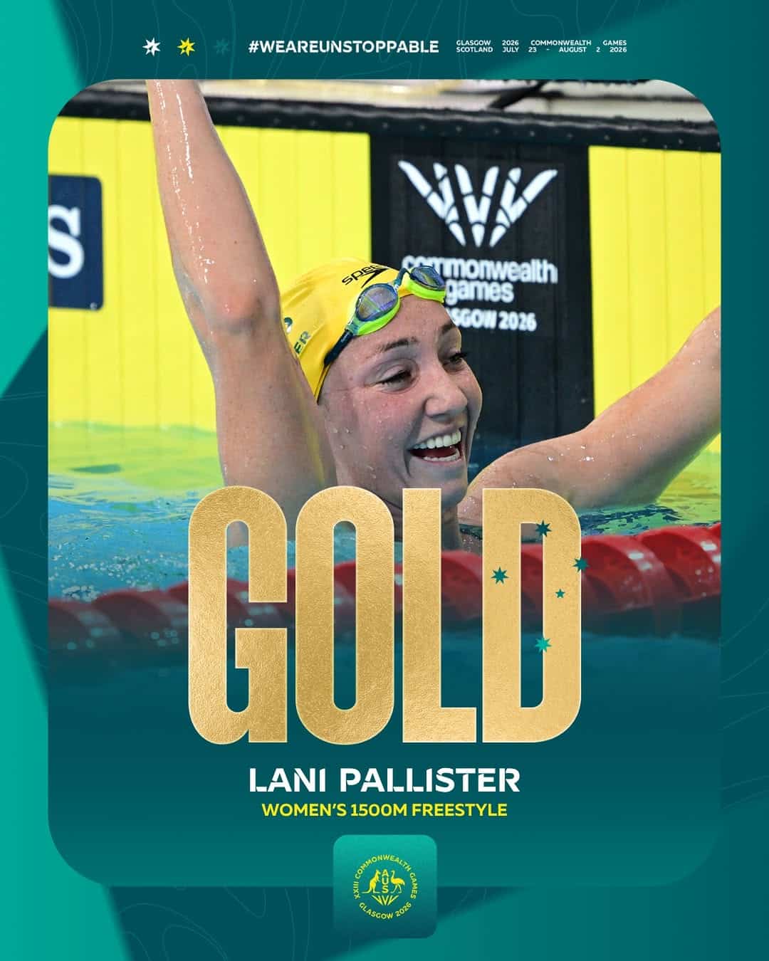 Lani Pallister, Women's 1500m Freestyle, Glasgow 2026 Commonwealth Games