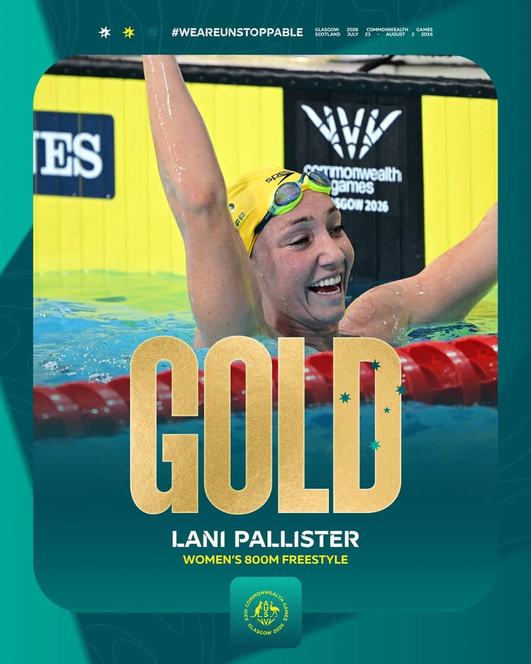 Lani Pallister, Women's 800m, Freestyle, Glasgow 2026 Commonwealth Games