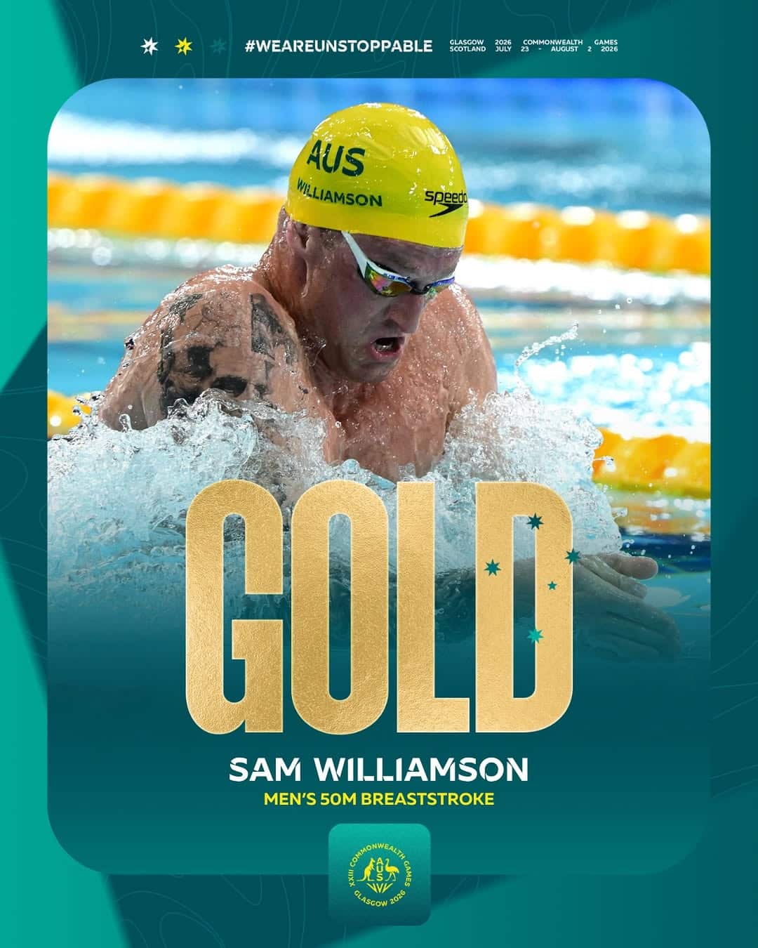 Sam Williamson, Men's 50m Breaststroke, Glasgow 2026 Commonwealth Games