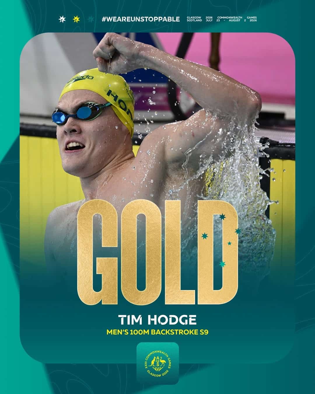 Tim Hodge, Men's 100m Backstroke S9, Glasgow 2026 Commonwealth Games