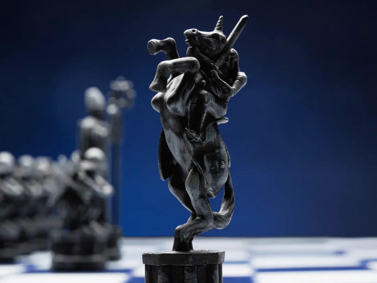 Black knight piece from the GoChess Wizard Lite wizard chess set