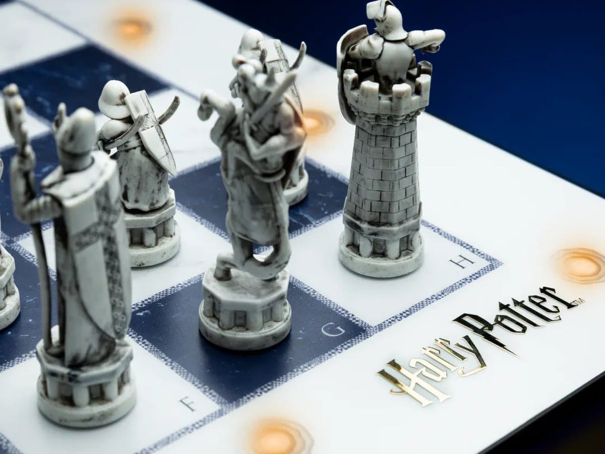 Harry Potter logo detail on the GoChess Wizard Lite smart chess board