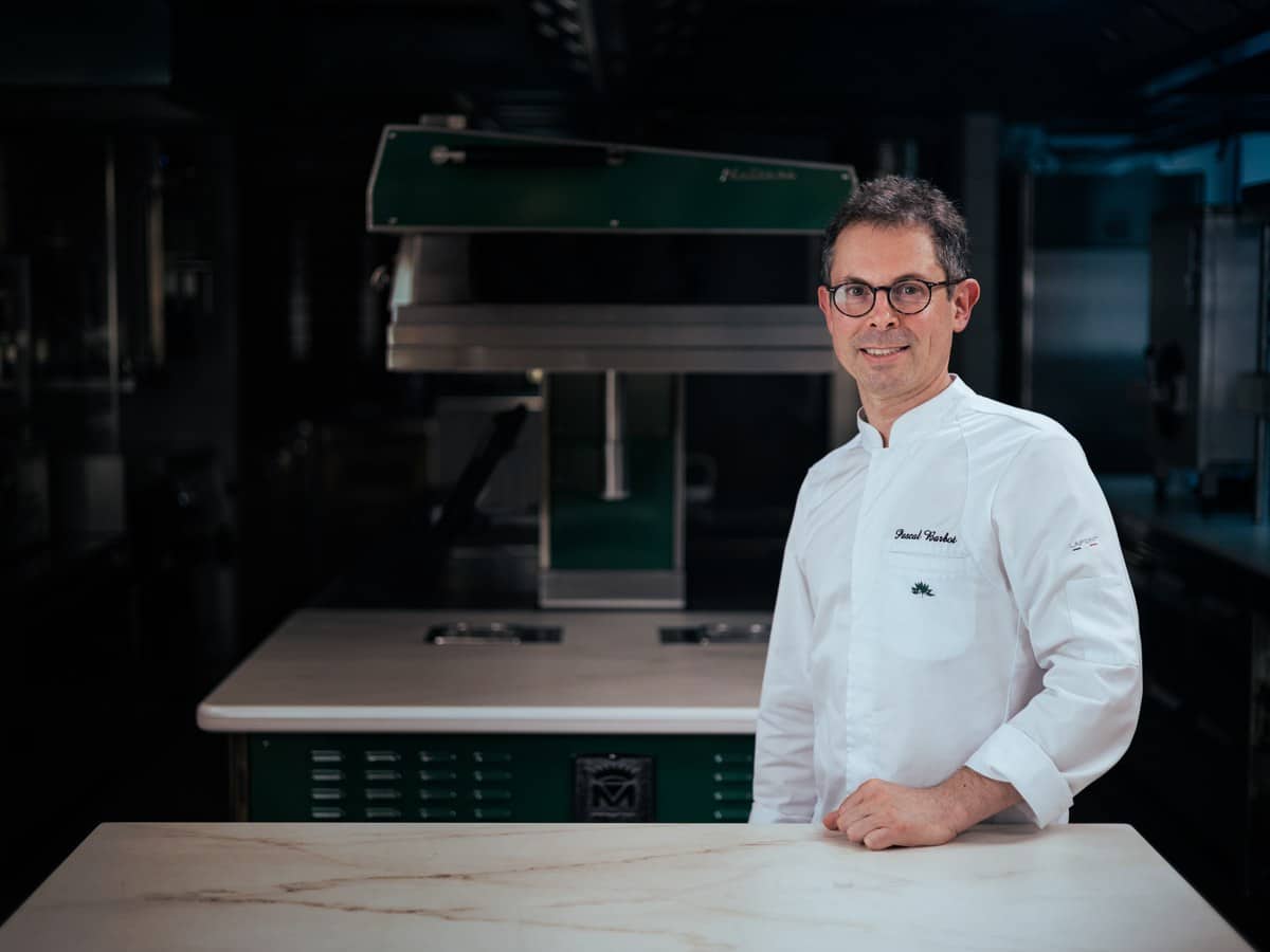 French chef Pascal Barbot of three Michelin star L’Astrance in his kitchen