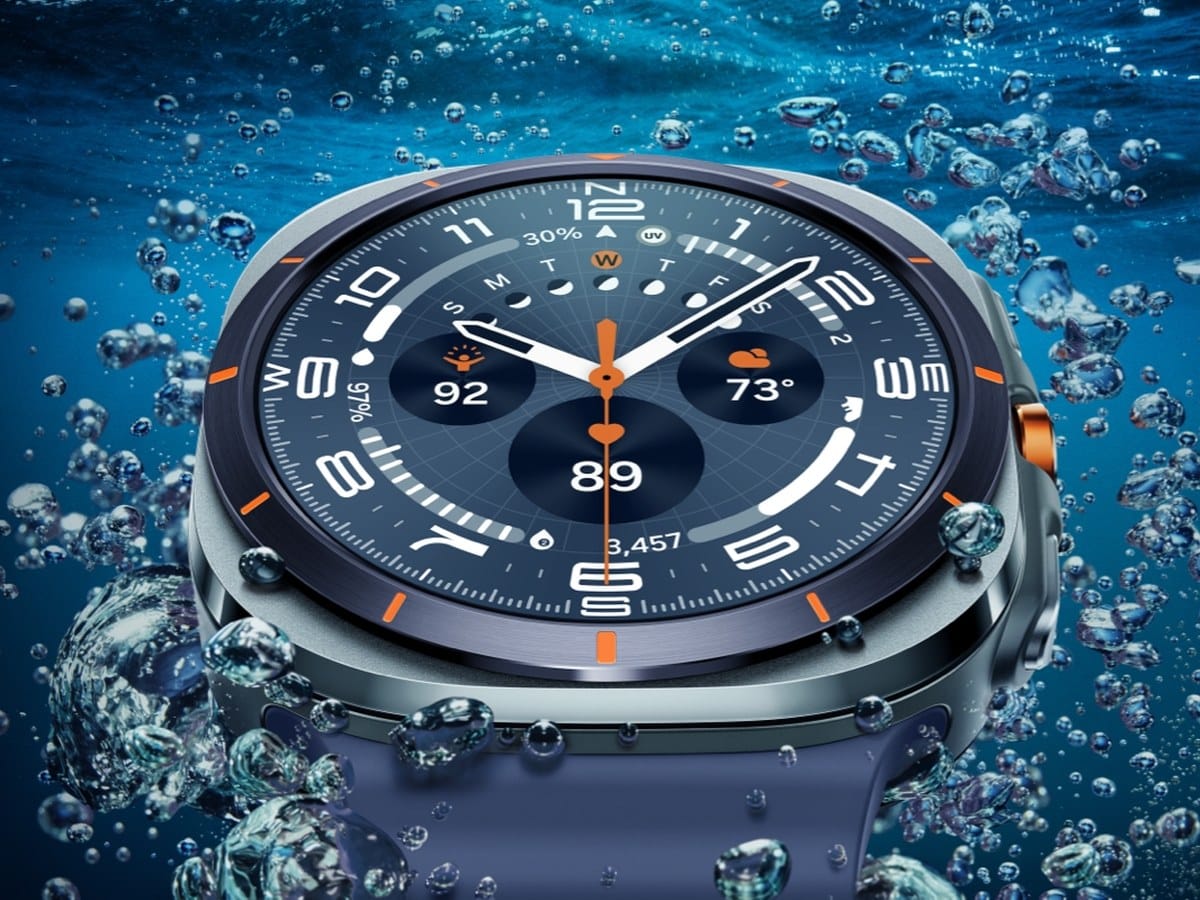 Samsung Galaxy Watch Ultra underwater showing 10ATM water resistance