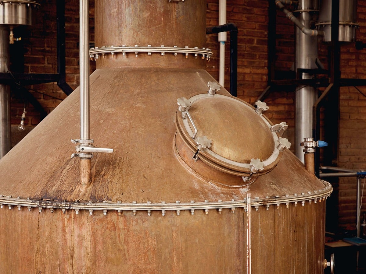 Handmade copper pot still used to distill Teremana Tequila at Destileria Teremana de Agave