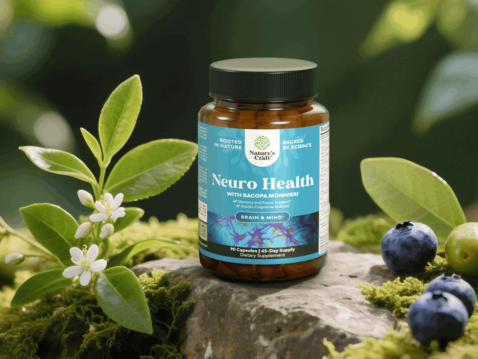 A bottle of Nature's Craft Neuro Health nootropic capsules for memory and focus. (4 of 4)
