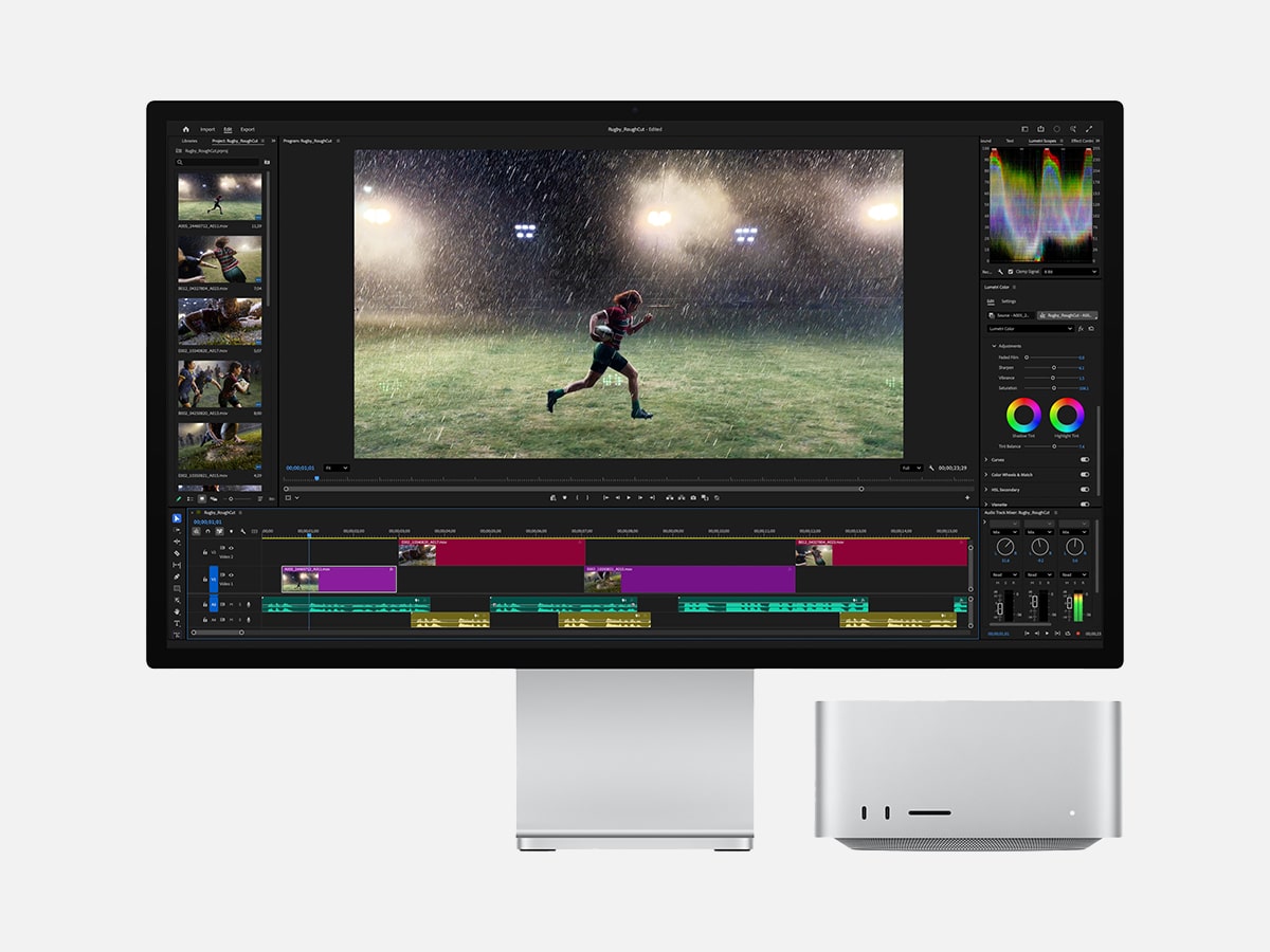 Apple mac studio next to monitor
