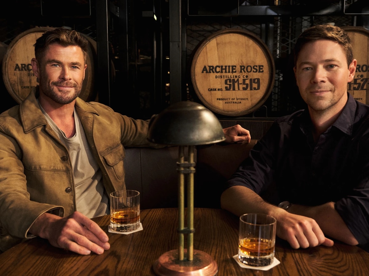 Actor Chris Hemsworth with Archie Rose founder Will Edwards in Sydney