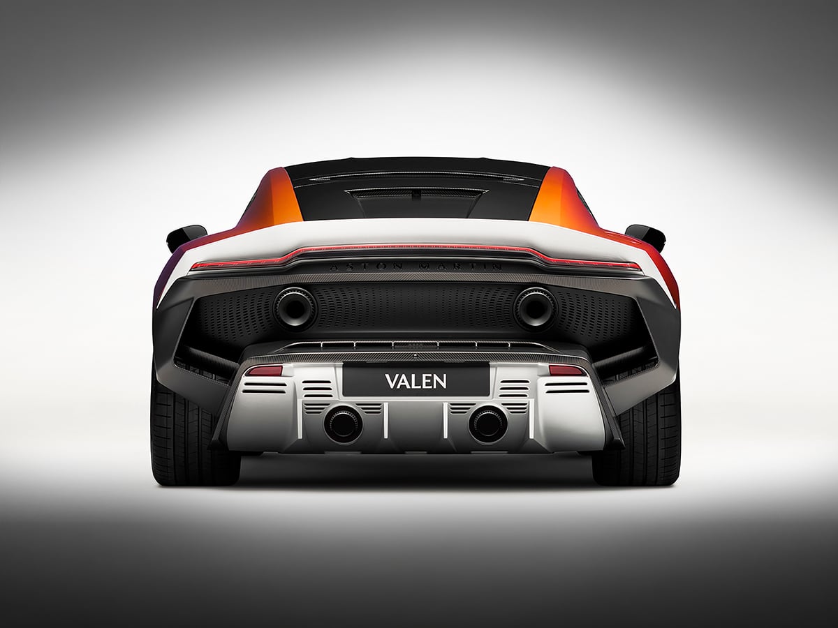 Aston martin valen rear end straight on