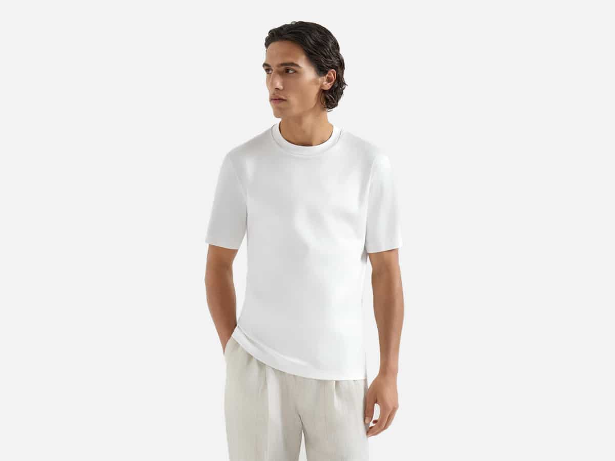 Brunello cucinelli cotton jersey t shirt with piping