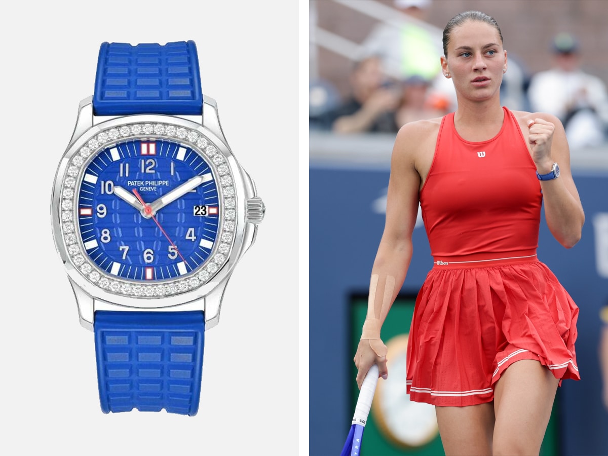 Marta kostyuk wears patek philippe aquanaut 'luce'