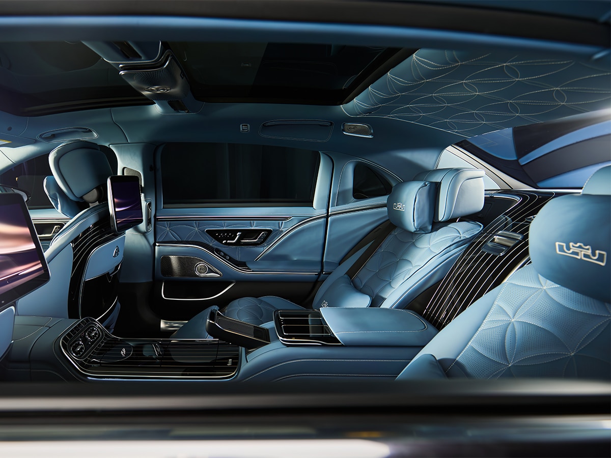 Maybach x lebron james looking through the rear seats