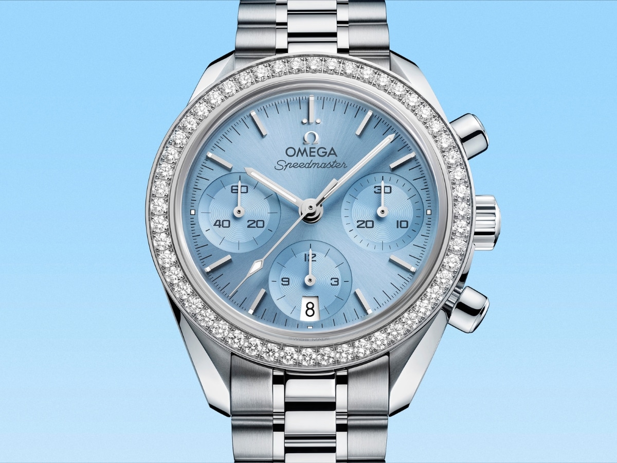Omega speedmaster 38 mm steel on steel with diamond bezel