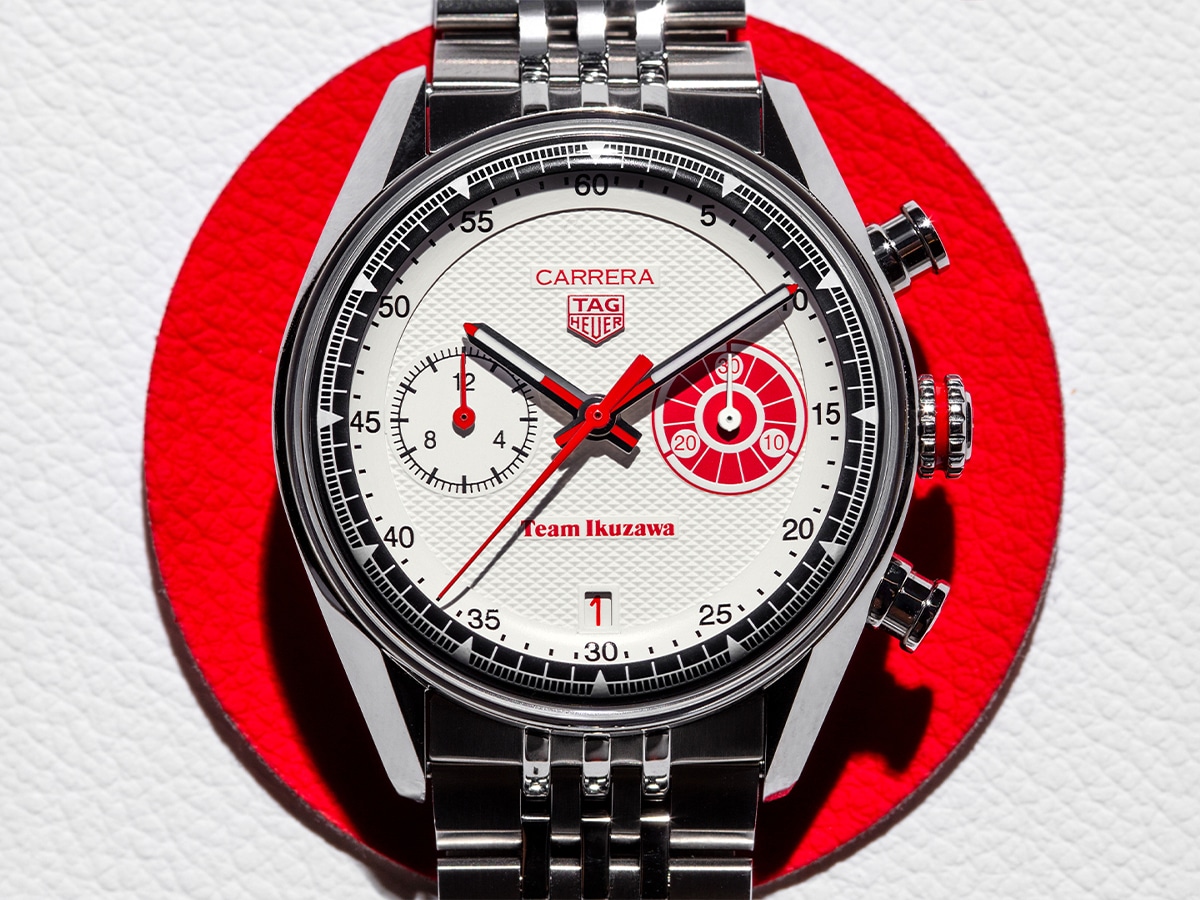Tag heuer carrera chronograph x team ikuzawa watch dial detail