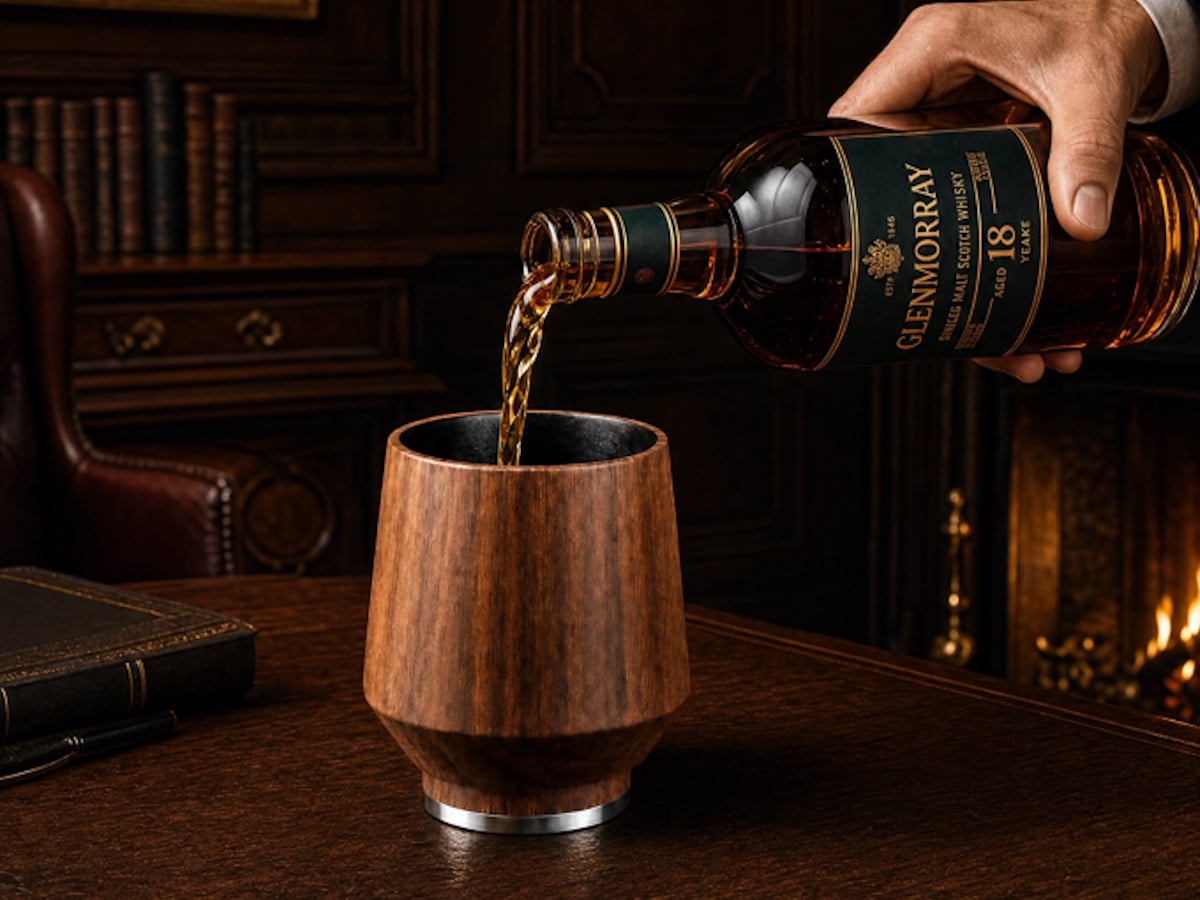 Walnut whisky glass