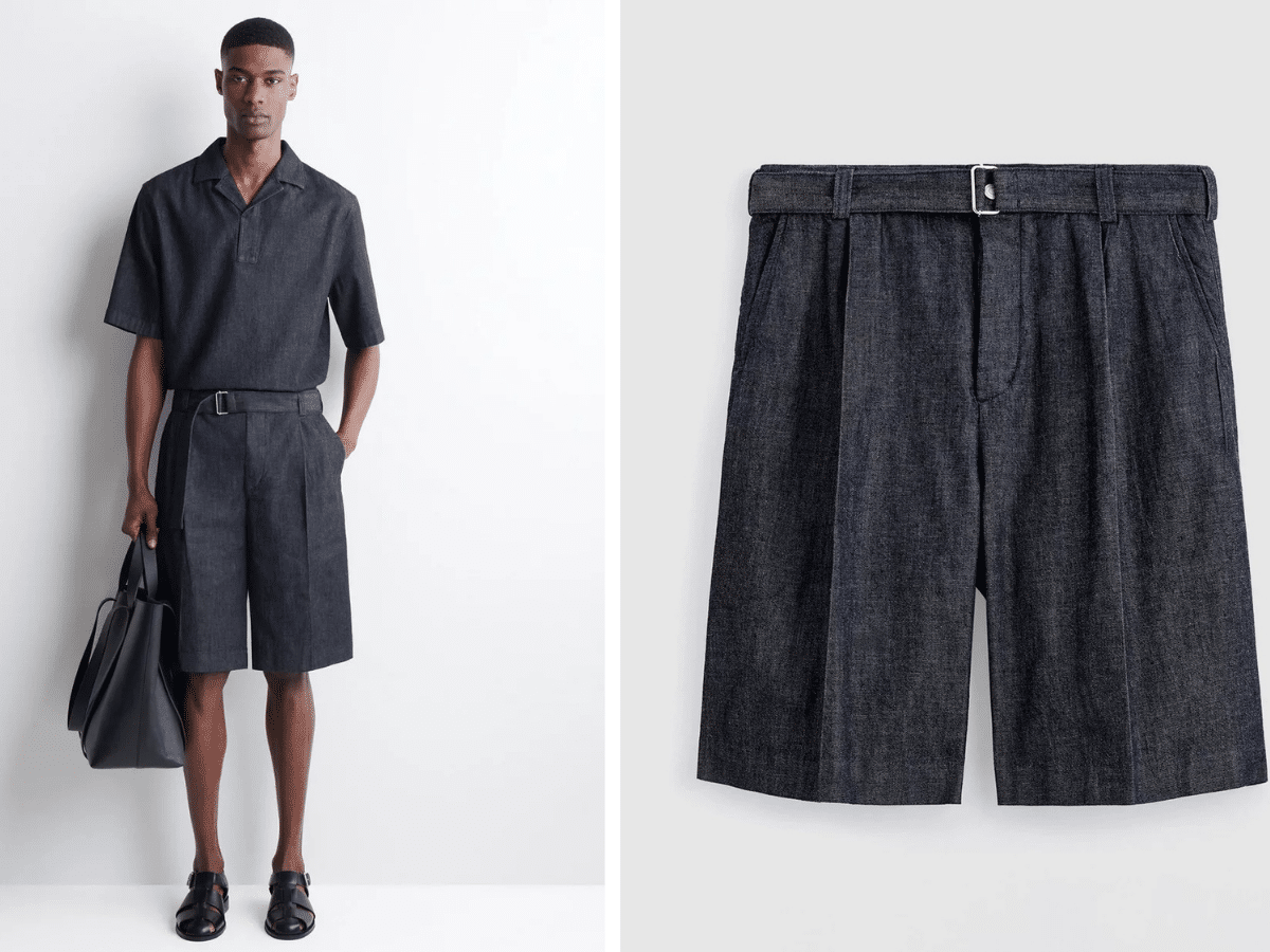 Cos belted wide pleated short