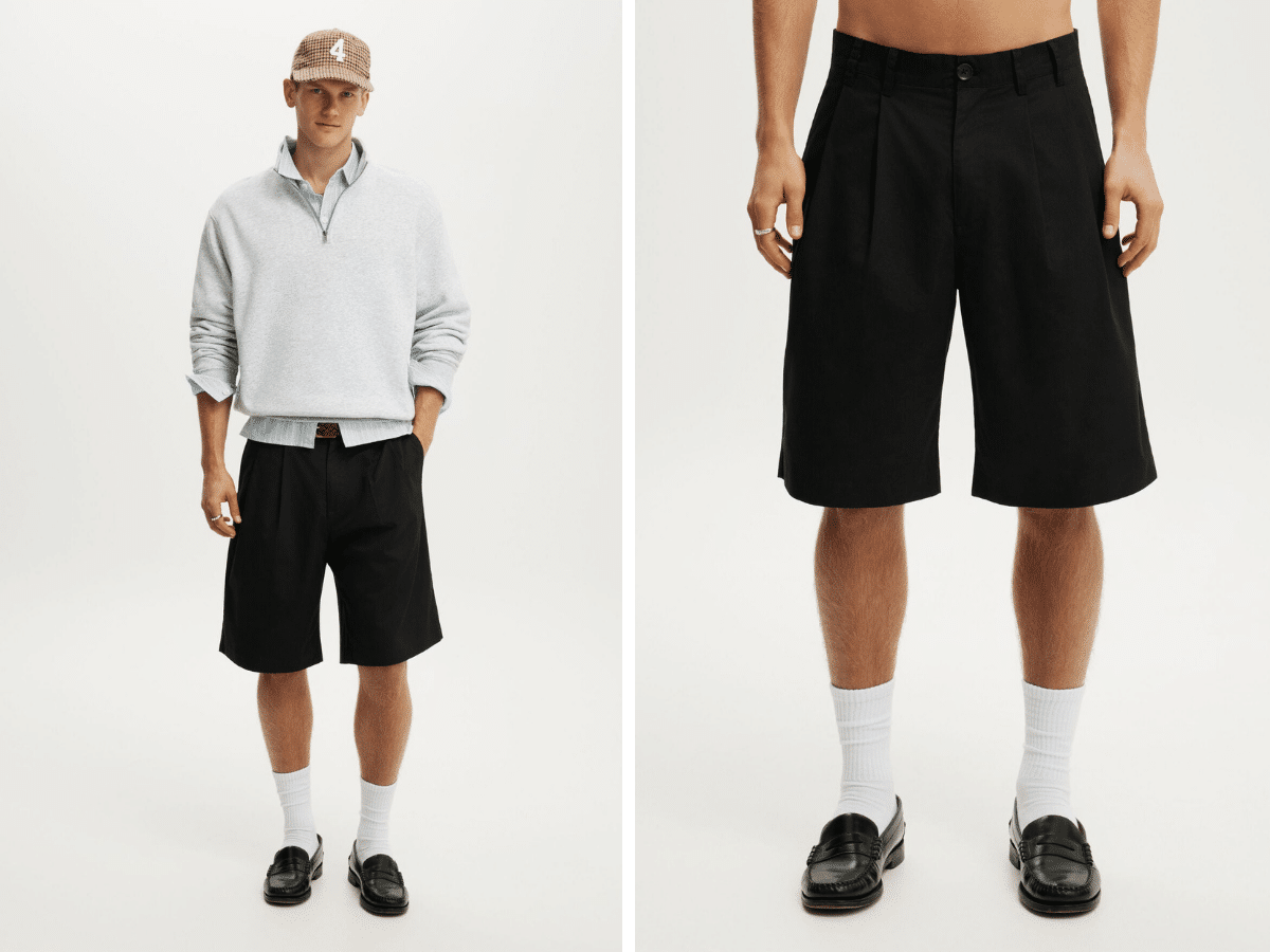 Cotton on super baggy pleated denim short