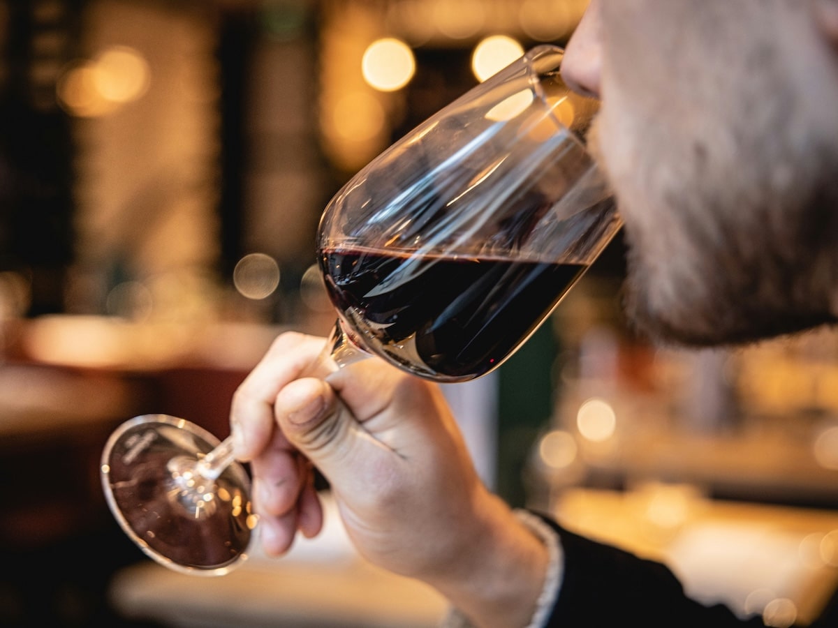 Man drinking wine