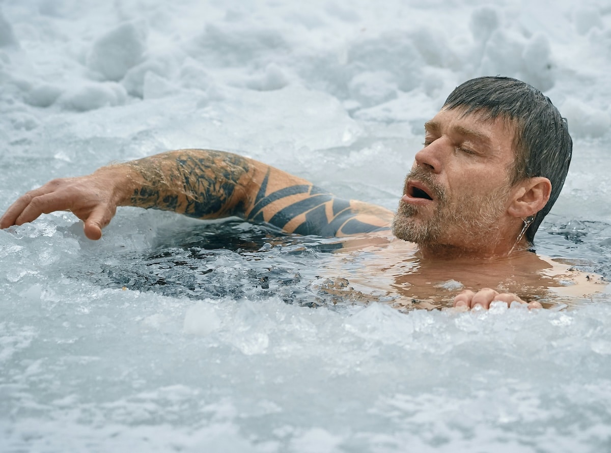 Man in ice bath