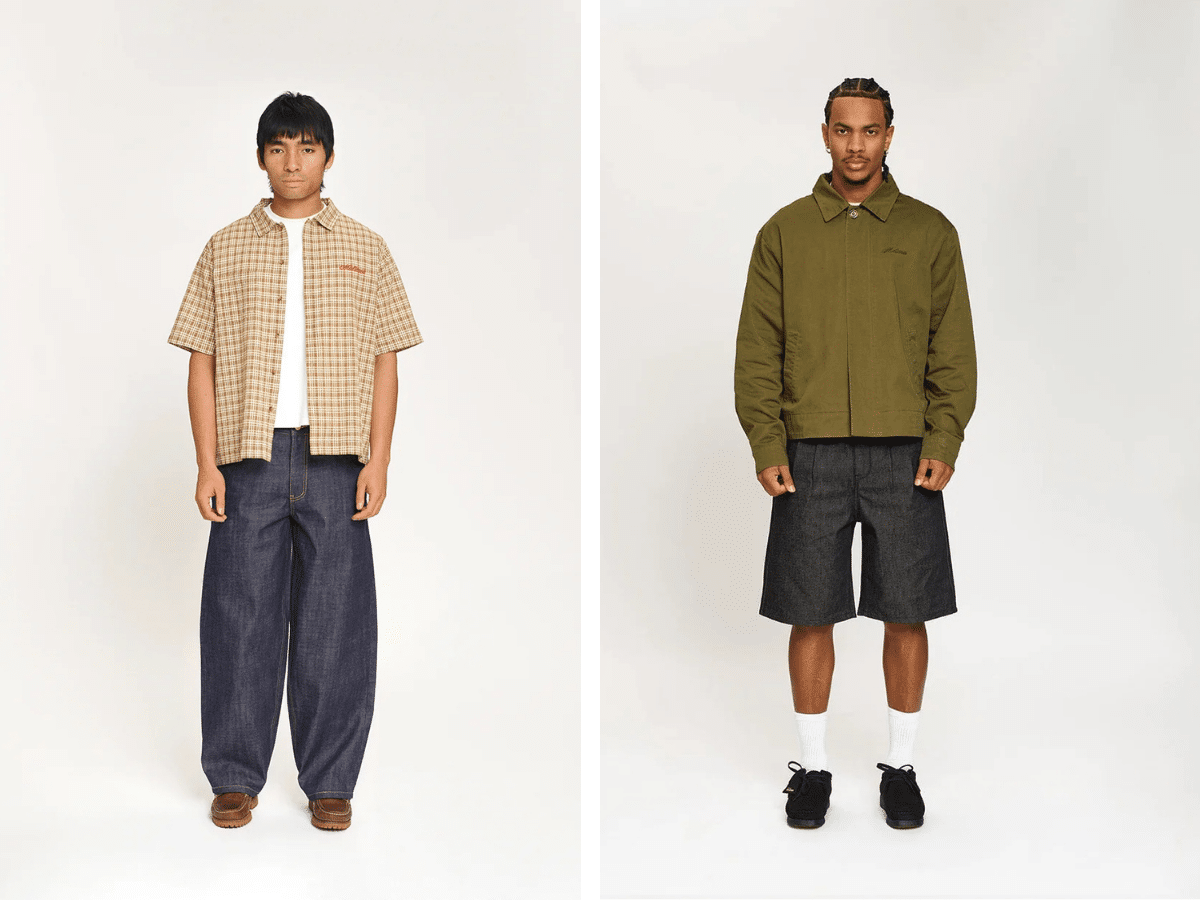 Mutimer Australiana plaid shirt and raw black pleated shorts
