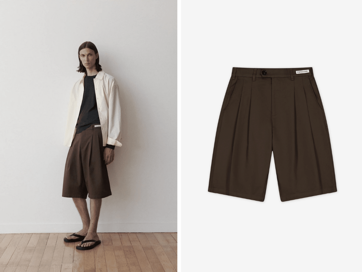 Porter james double pleated shorts