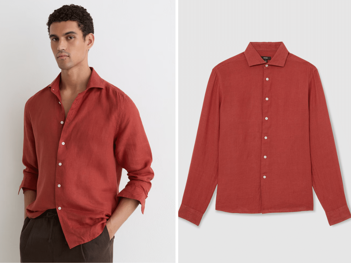 Reiss brick red shirt