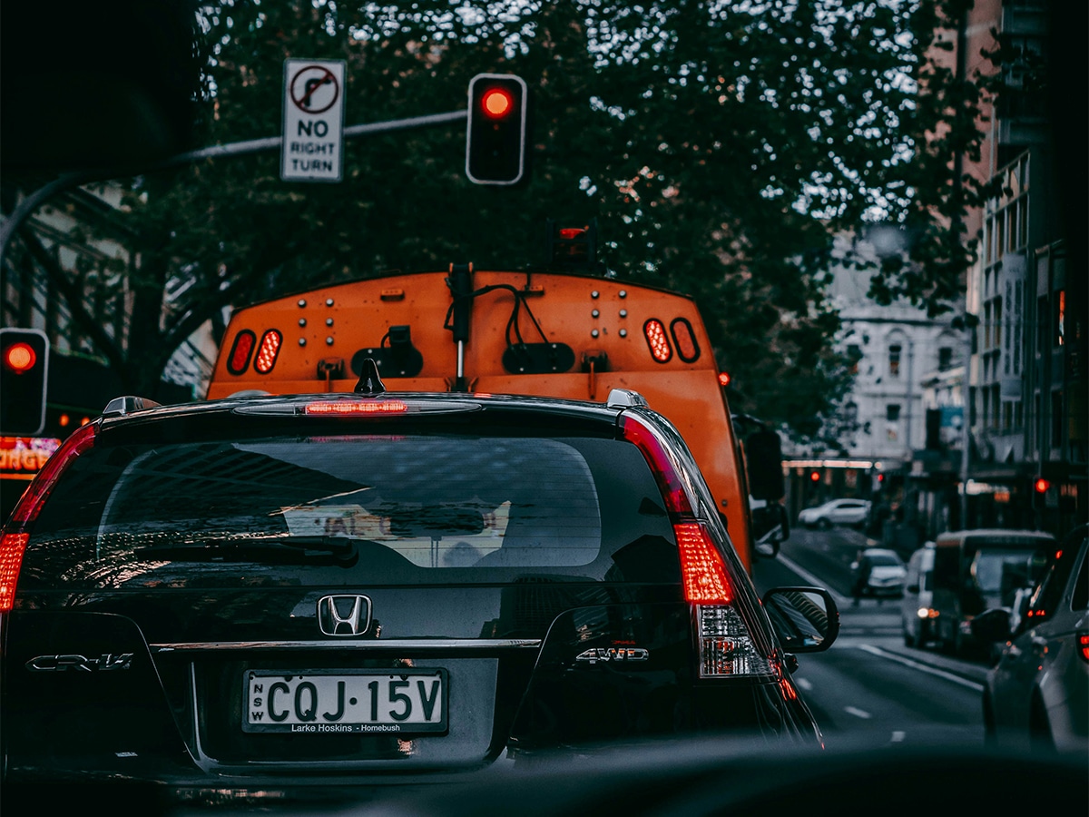 Car stuck at red light