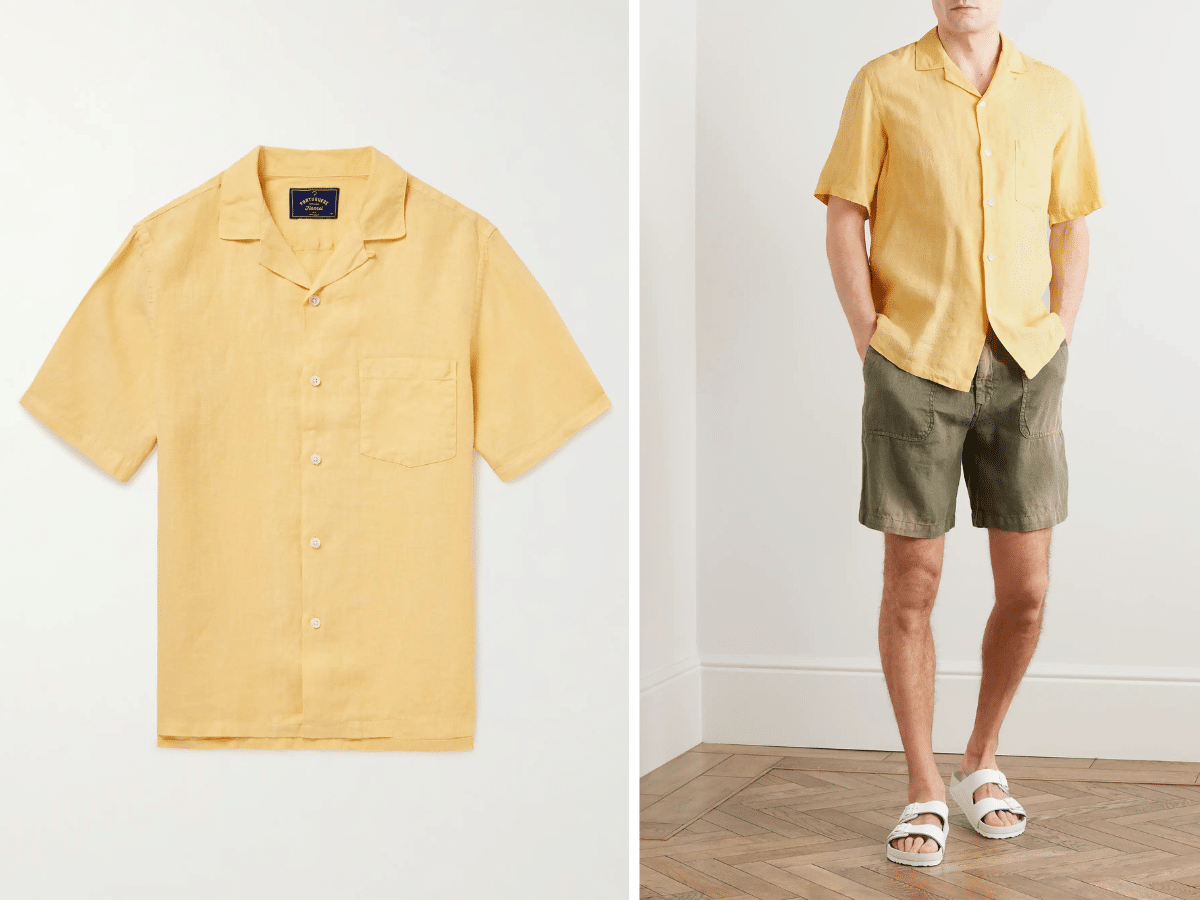Portuguese flannel camp collar linen shirt