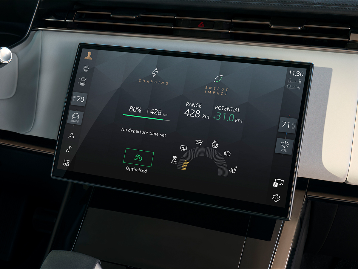 Range rover sport electric review 0001 rrs electric 27my interior charging km 07 300926