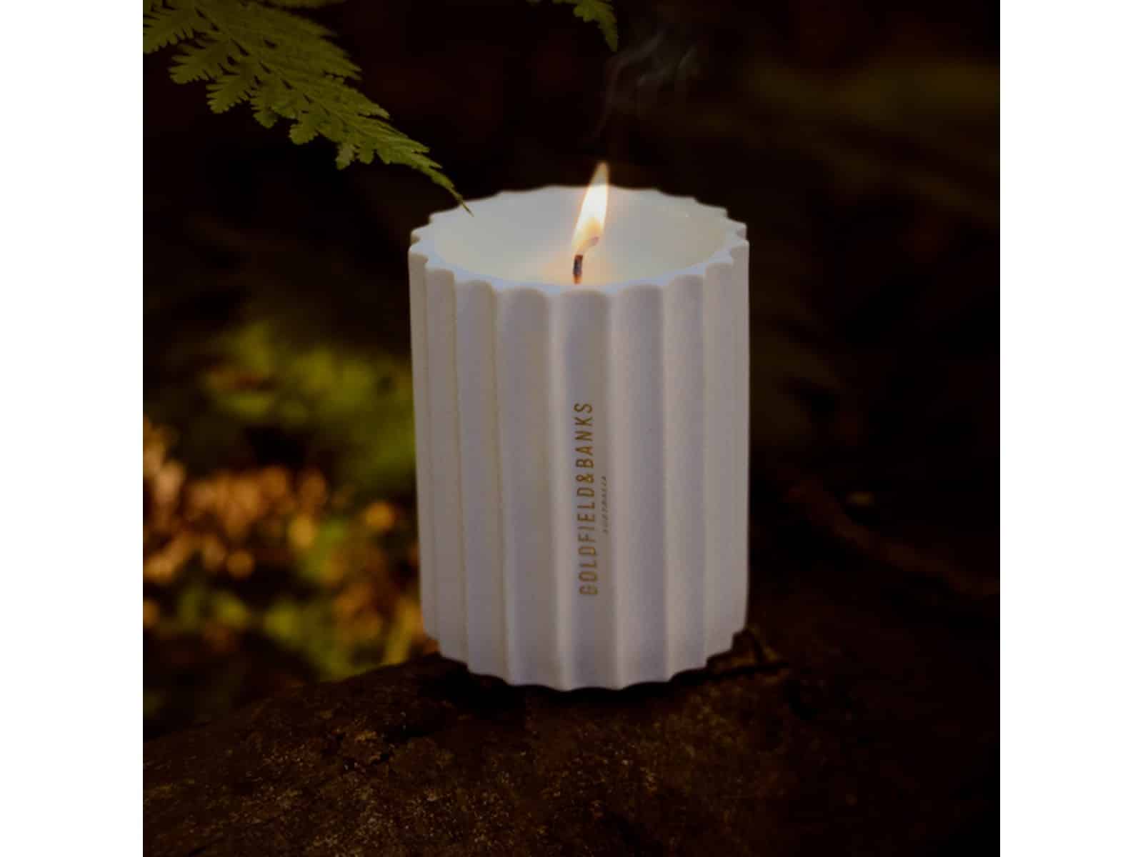 Under the Raintree | Woody-Musky Scented Candle | Goldfield & Banks