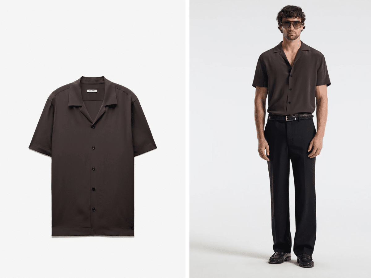 Calibre silk camp collar shirt
