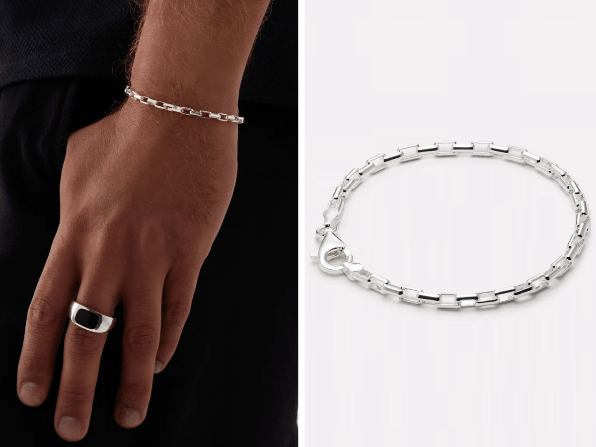 Najo veneto mens silver chain bracelet
