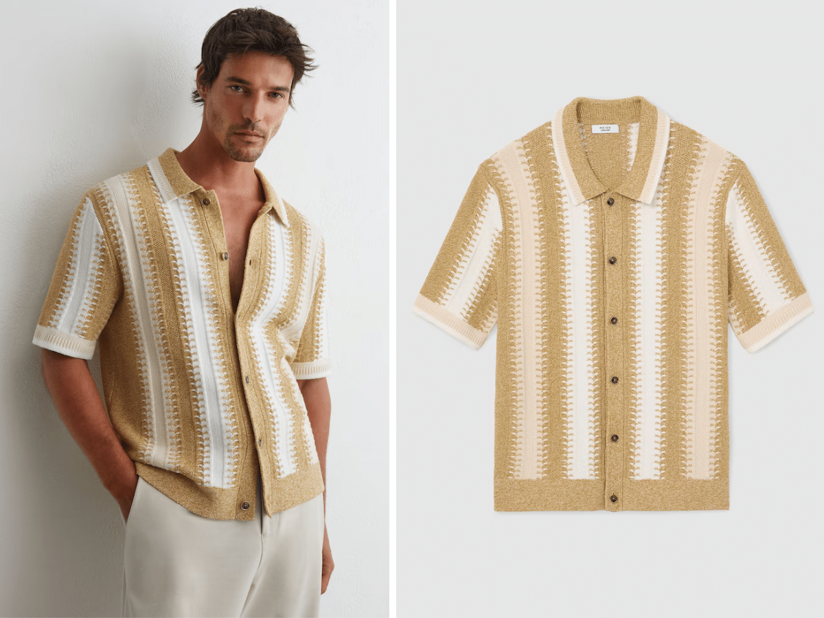Reiss yellow knitted shirt