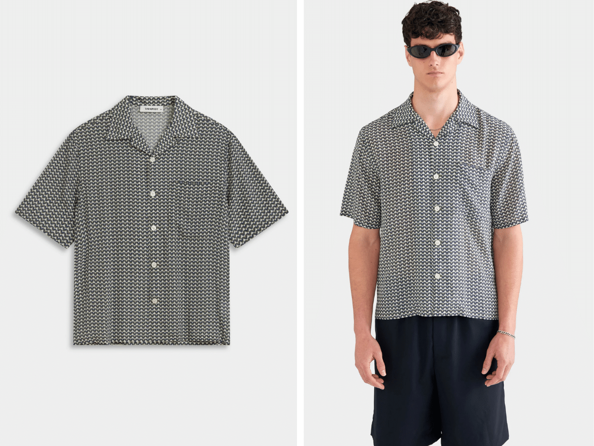 Venroy ss silk camp shirt