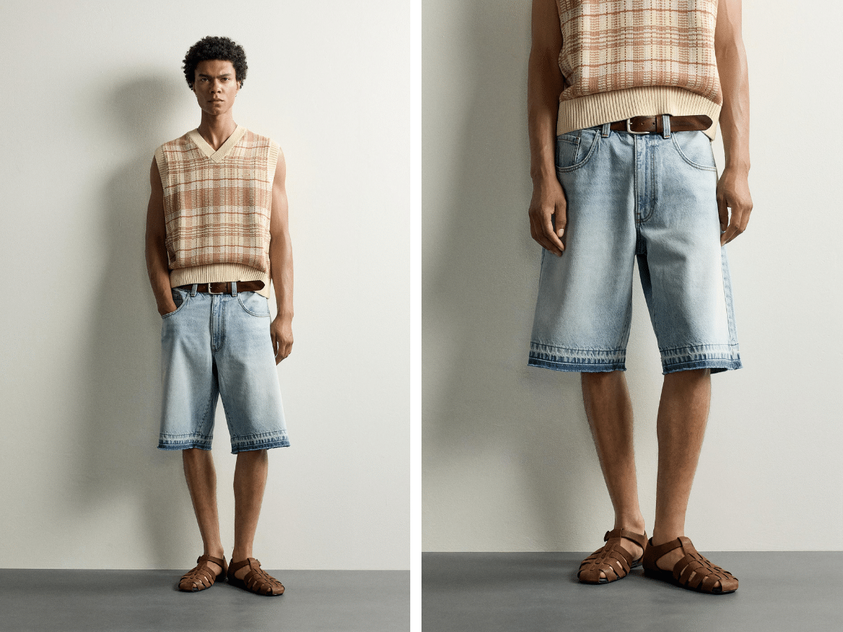 Zara denim shorts fisherman sandals