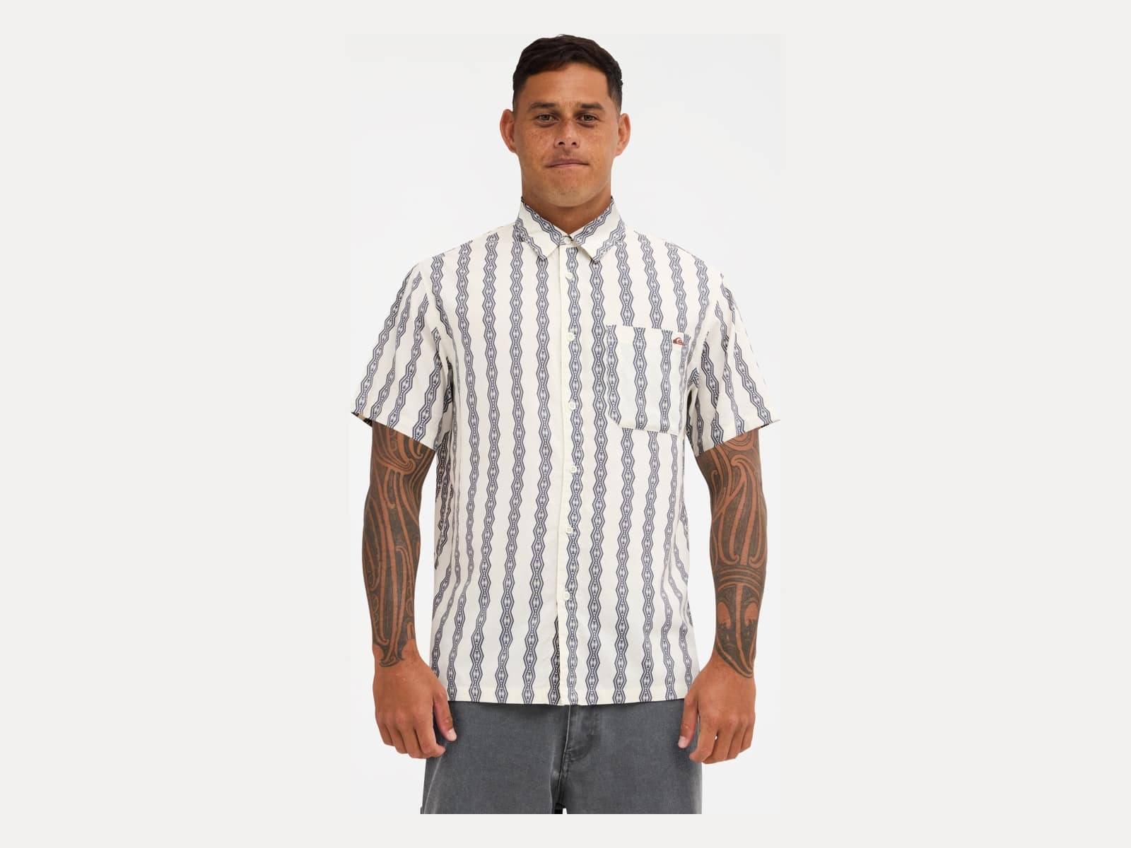 Quiksilver Tohu short sleeve button-up shirt in Birch with all-over print
