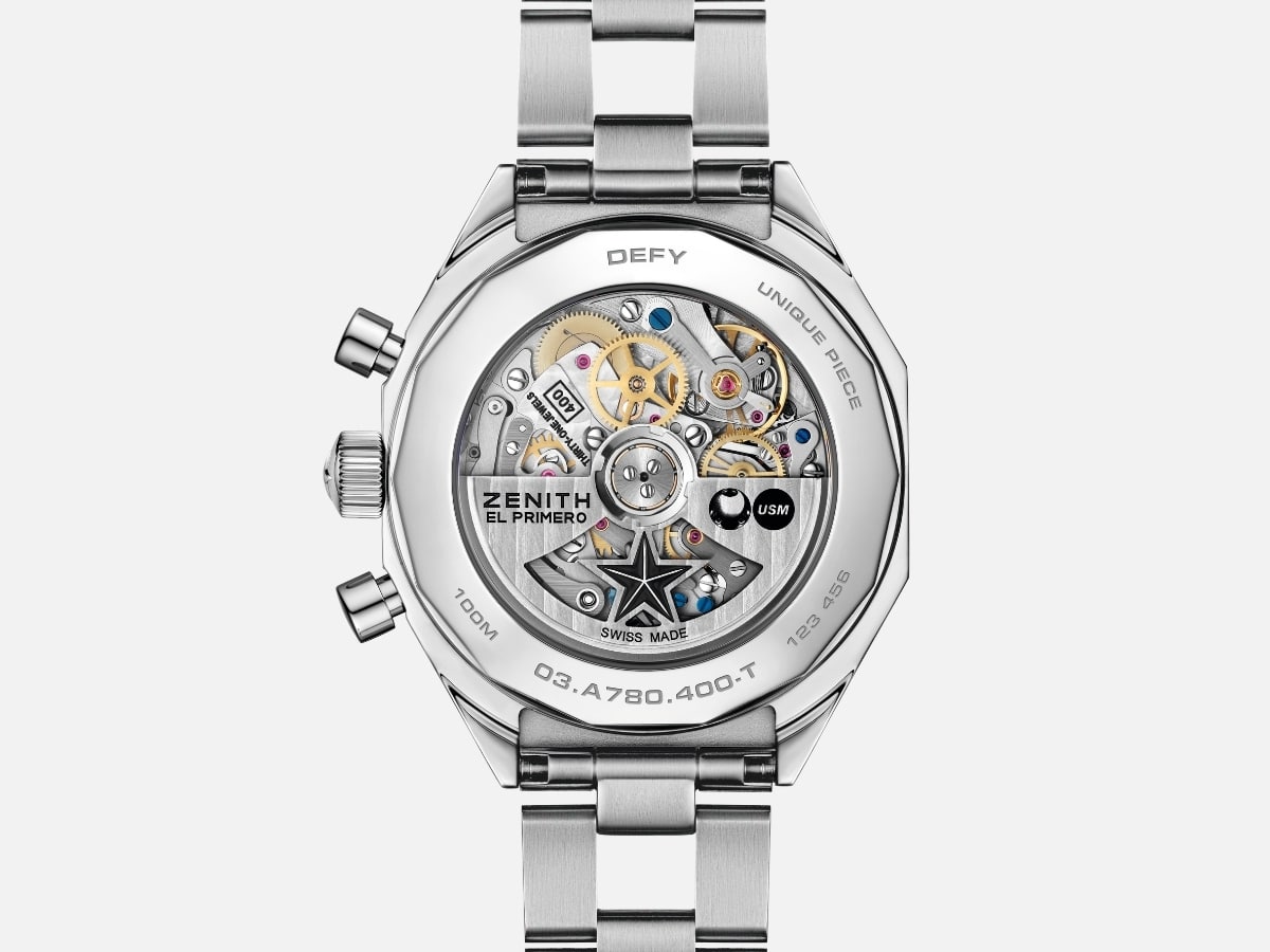 Zenith defy chronograph usm – timeforart unique piece display caseback