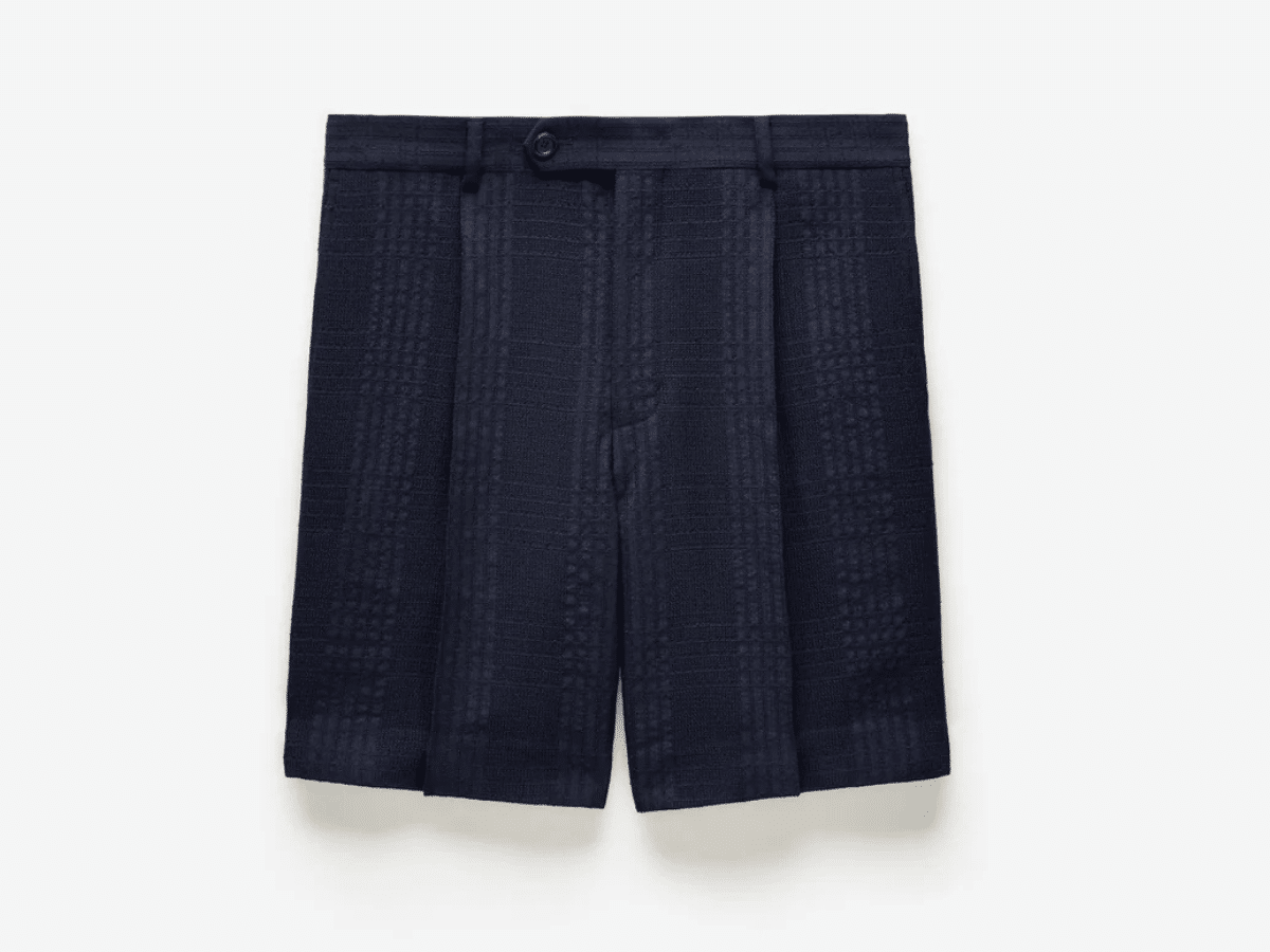Calibre tailored shadow check shorts navy