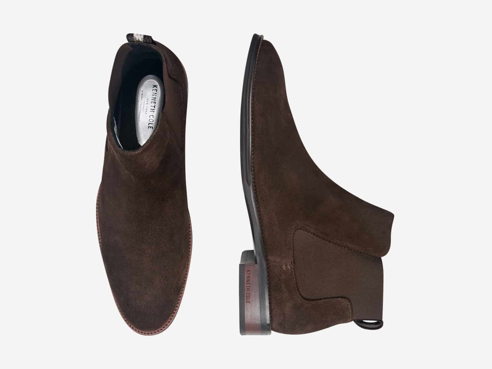 Kenneth Cole Tully Chelsea Boots in Bay Brown Suede, top and side view (4 of 6)